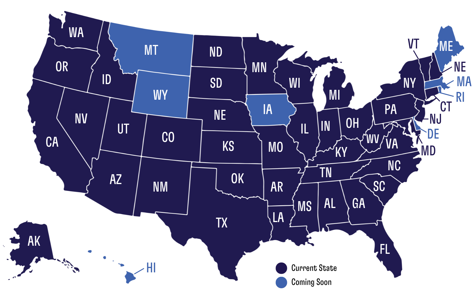 map of the united states showing which states MB2 is in