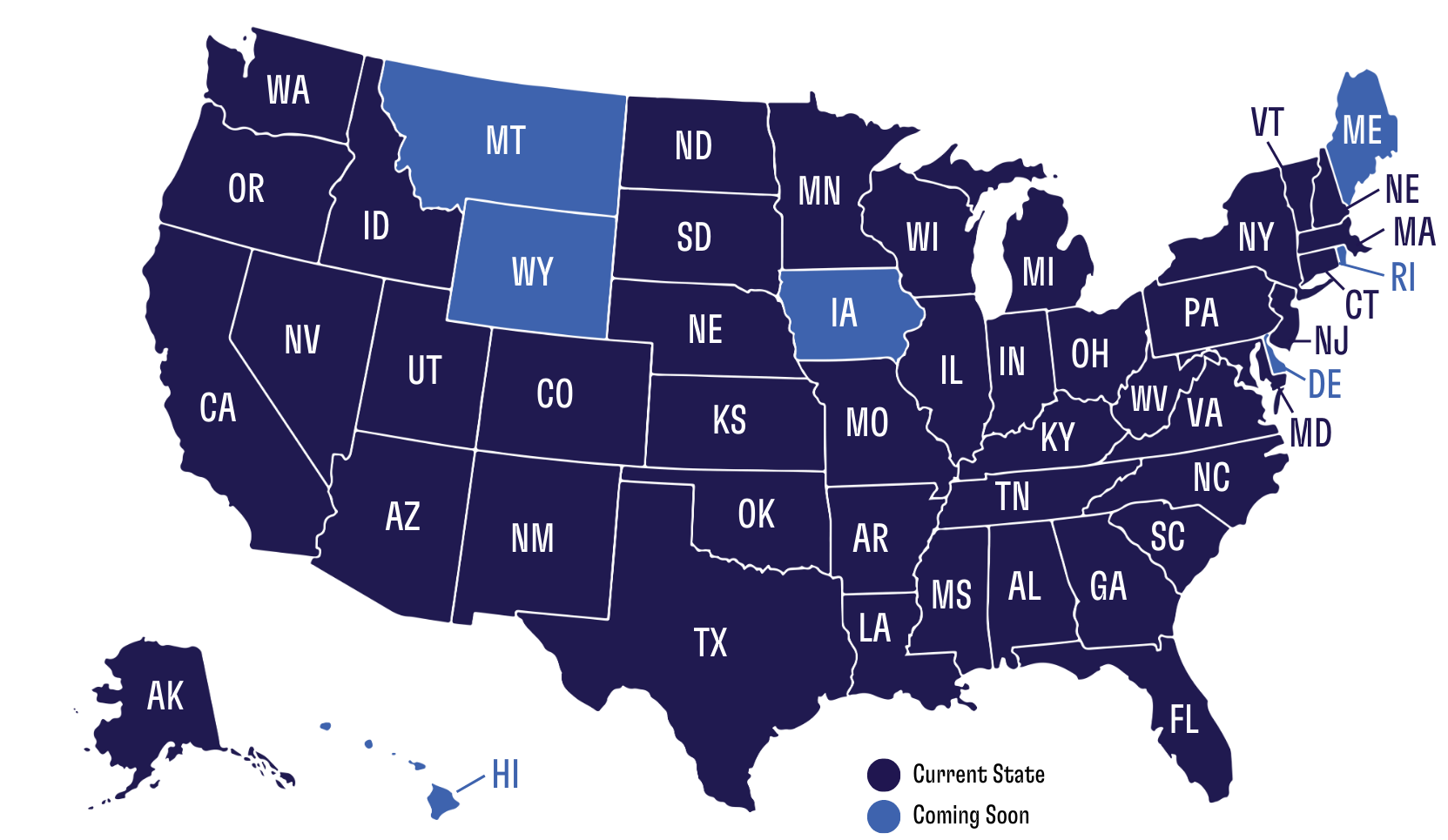 map of the united states showing which states MB2 is in